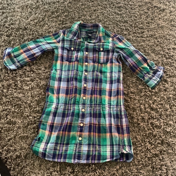 Girls Plaid Long Shirt - Picture 1 of 3